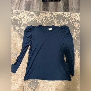 Nation LTD Blue Puff Sleeve Fitted Blouse